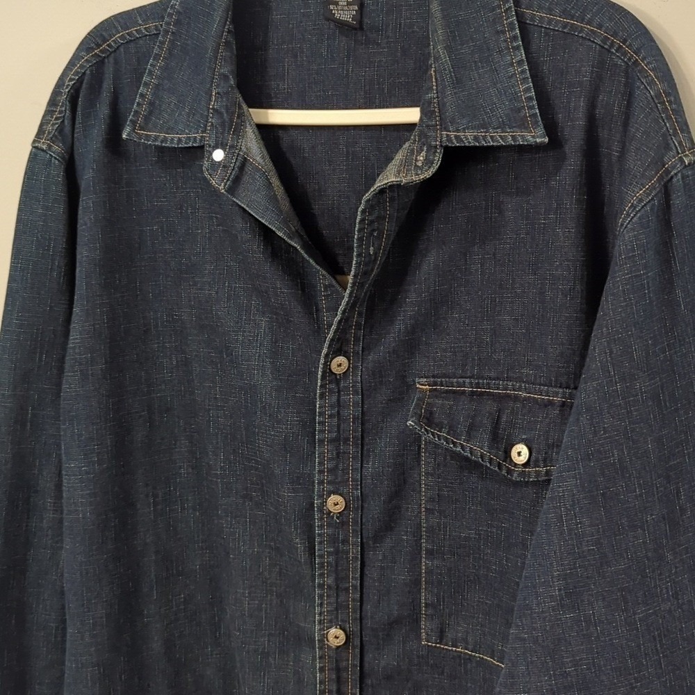 Marithe Francois Girbaud Indigo Denim Shirt Button Front size XL Human Nature - Picture 3 of 8